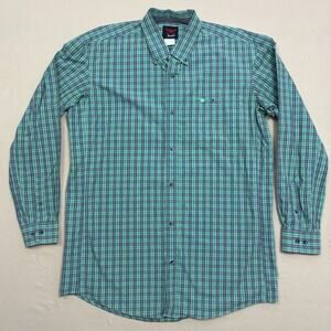 Wrangler Relentless Men's Blue and Green Checkered Button Down Shirt Size XLT